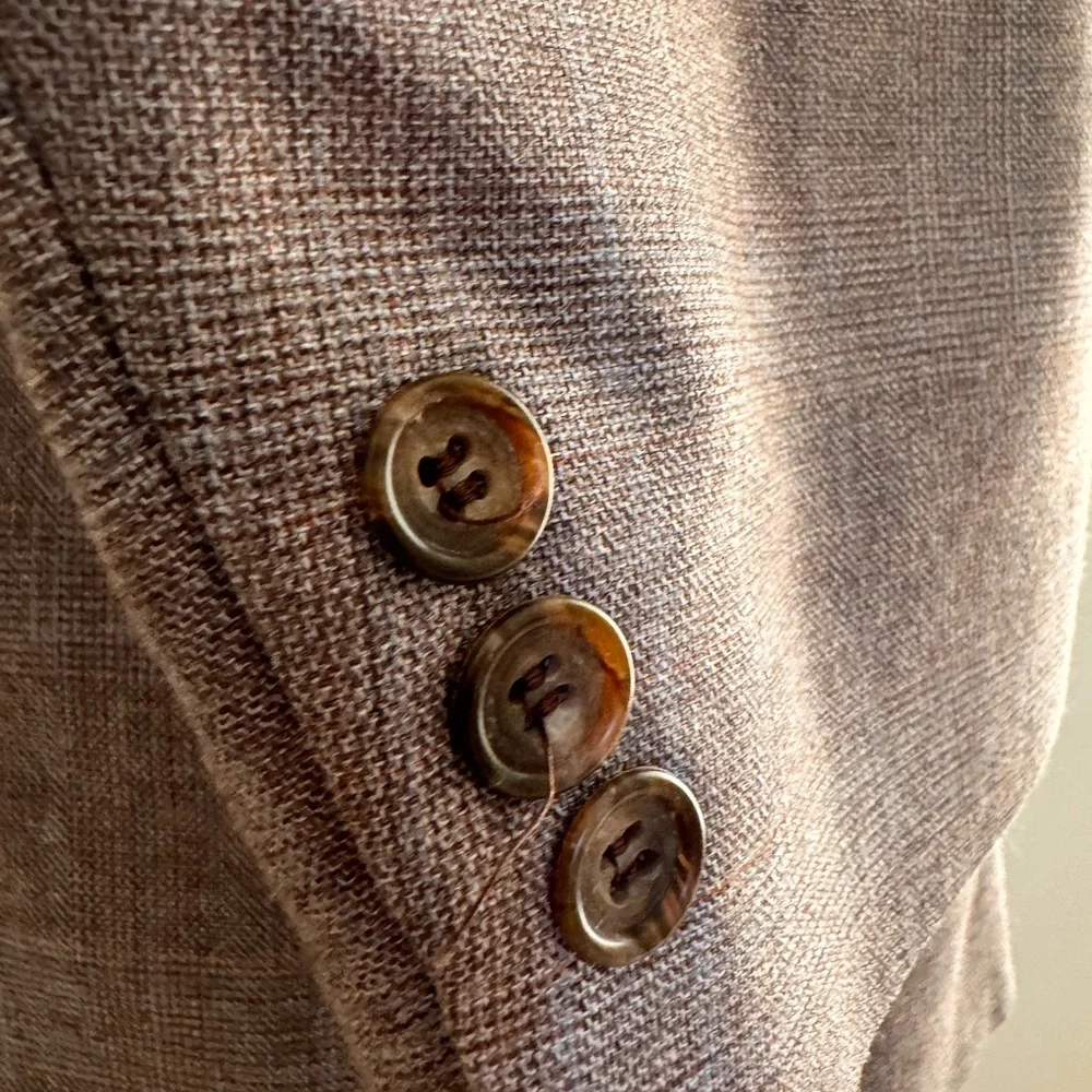 JOHNNY CARSON Vintage 70’s Deadstock Subtle Plad Wool Blend 3 Piece Suit 44 L - Picture 6 of 16